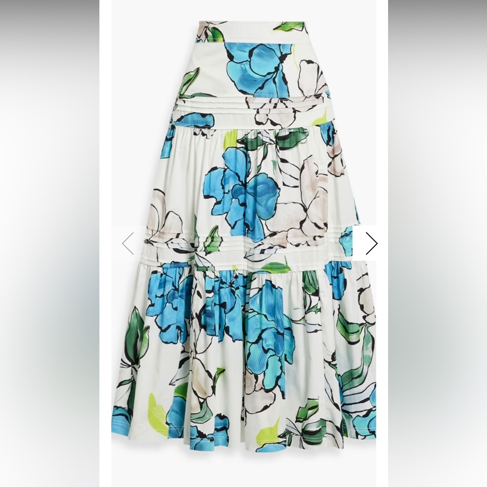 AJE Maison tiered floral- print cotton-poplin midi skirt